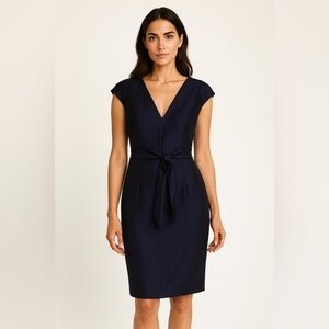 Carmen Marc Valvo Midnight Blue Midi Sleeveless Cocktail Dress size 8
